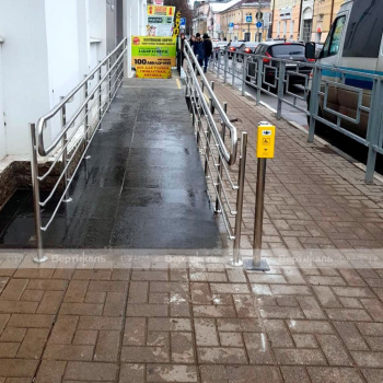 Комплект системы вызова помощи ТИФЛОВЫЗОВ ПС - 999 с антивандальной кнопкой из стали и тактильно-сенсорной кнопкой желтого цвета фото 6047